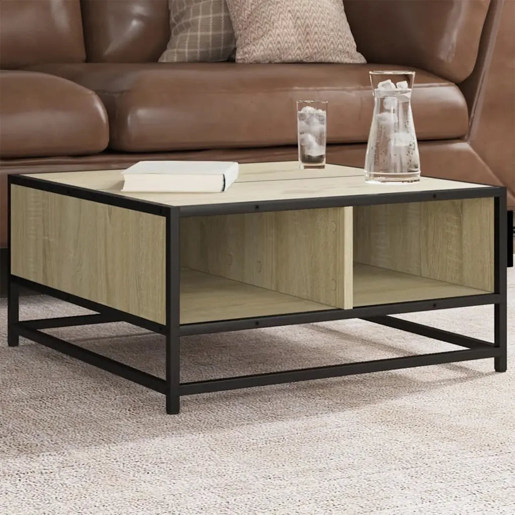 Tavolino salotto | Tavolino da caff¨¨ | Tavolino da Soggiorno Sonoma 60,5x60,5x30 cm in Truciolato e Metallo