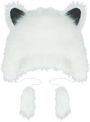 Cappello orsacchiotto per gatto, cappello morbido in pelo per l'inverno, cappello cartoon divertente, cappello orsacchiotto carino, costume da festa per donne e ragazze