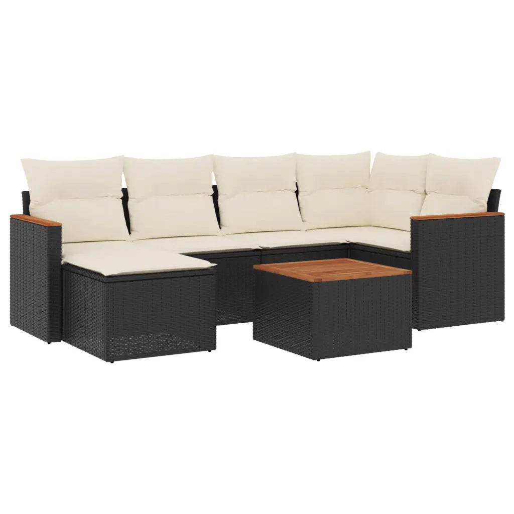 Set Divani da Giardino con Cuscini 7pz Nero Polyrattancod mxl 116258
