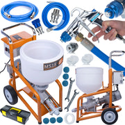 Agitatore per Intonaco MaxStream18 – Motore 1800W, Flusso 12L/Min | Serbatoio 28L, Ruote Senza Camera d'Aria