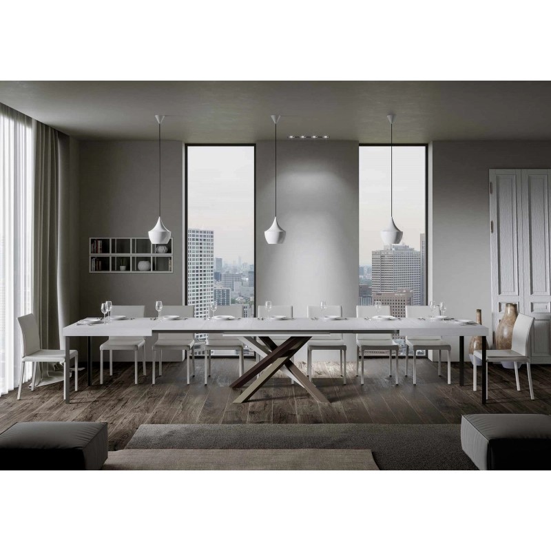 Tavolo allungabile 90x180/440 cm Volantis telaio gambe 4 colori (C) - Bianco Frassino