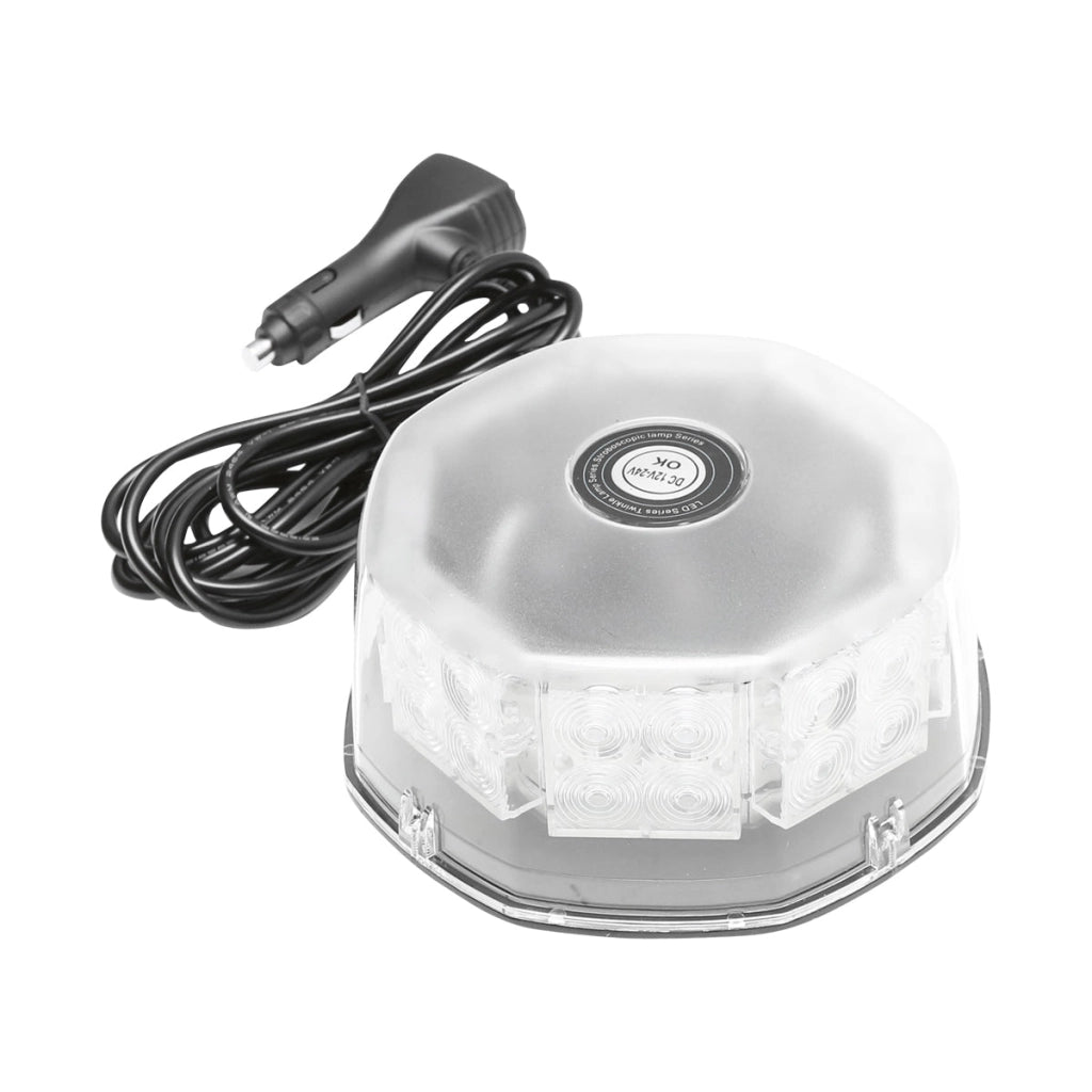 Lampeggiante rotondo di segnalazione con 32 zone LED SMD, luce gialla, base magnetica, interruttore ON/OFF con indicatore luminoso, 12V/24V Breckner Germany
