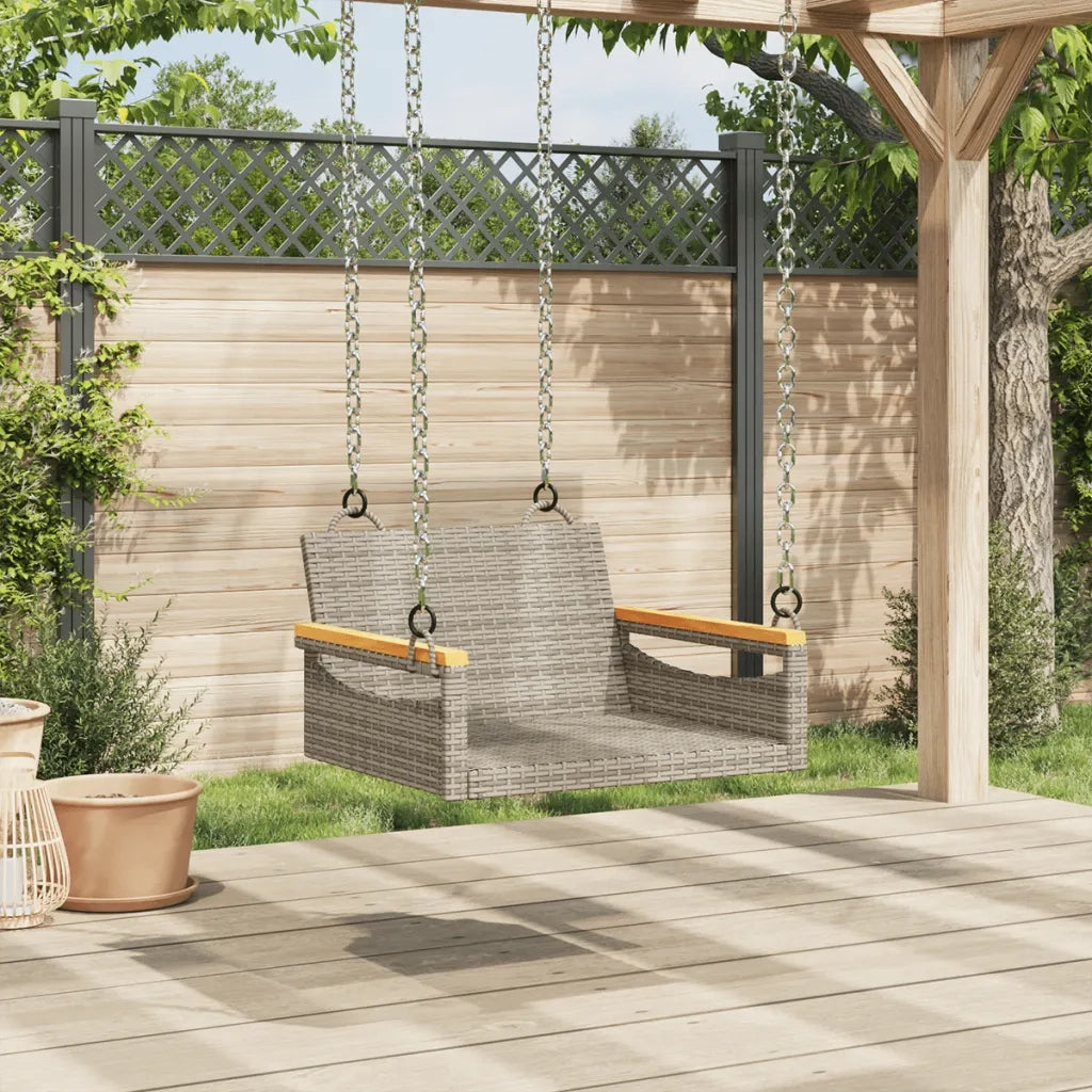 Panchina a Dondolo Grigia 63x62x40 cm in Polyrattan 368162