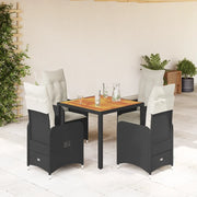 Set BistrÃ² da Giardino 5 pz con Cuscini in Polyrattan Nero
