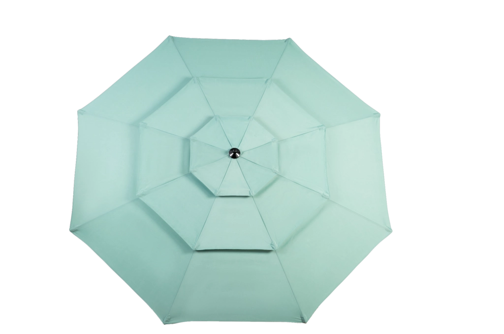 Ombrellone da esterno 10 ft a 3 livelli con inclinazione automatica; verde chiaro
