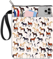 Borsa per libri con disegno di cavalli, chiusura a cerniera, panno lavabile, protezione per libri, borsa portatile - bibliotecario, club, libro di lettura