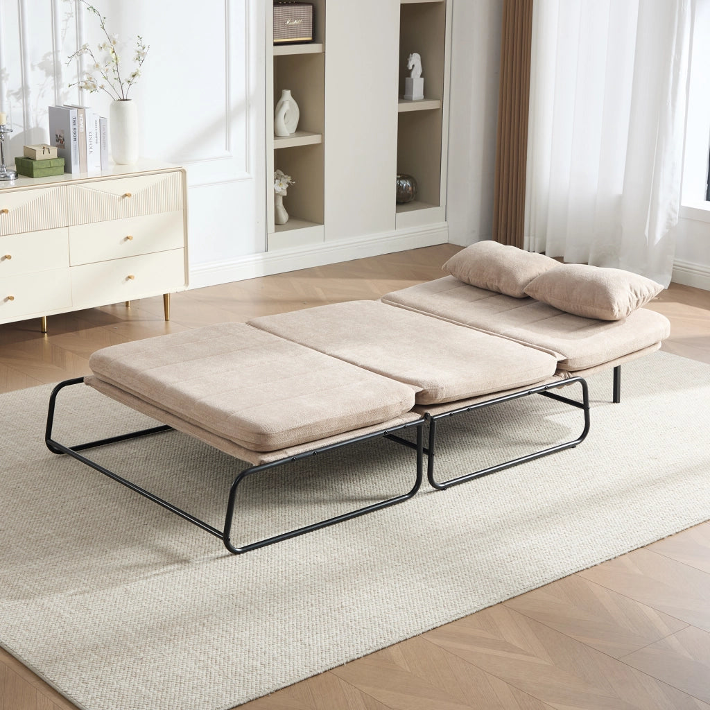 Divano letto 2 posti 104x85x92 cm trasformabile in letto in chenille khaki