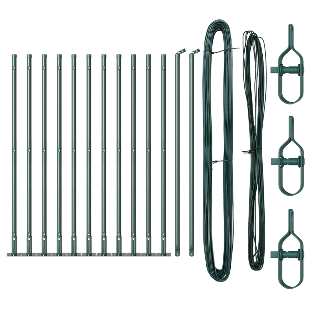 Pali di Recinzione con Piastra di Base 13 pcs Ã˜32mm 90cm Acciaio Galvanizzato