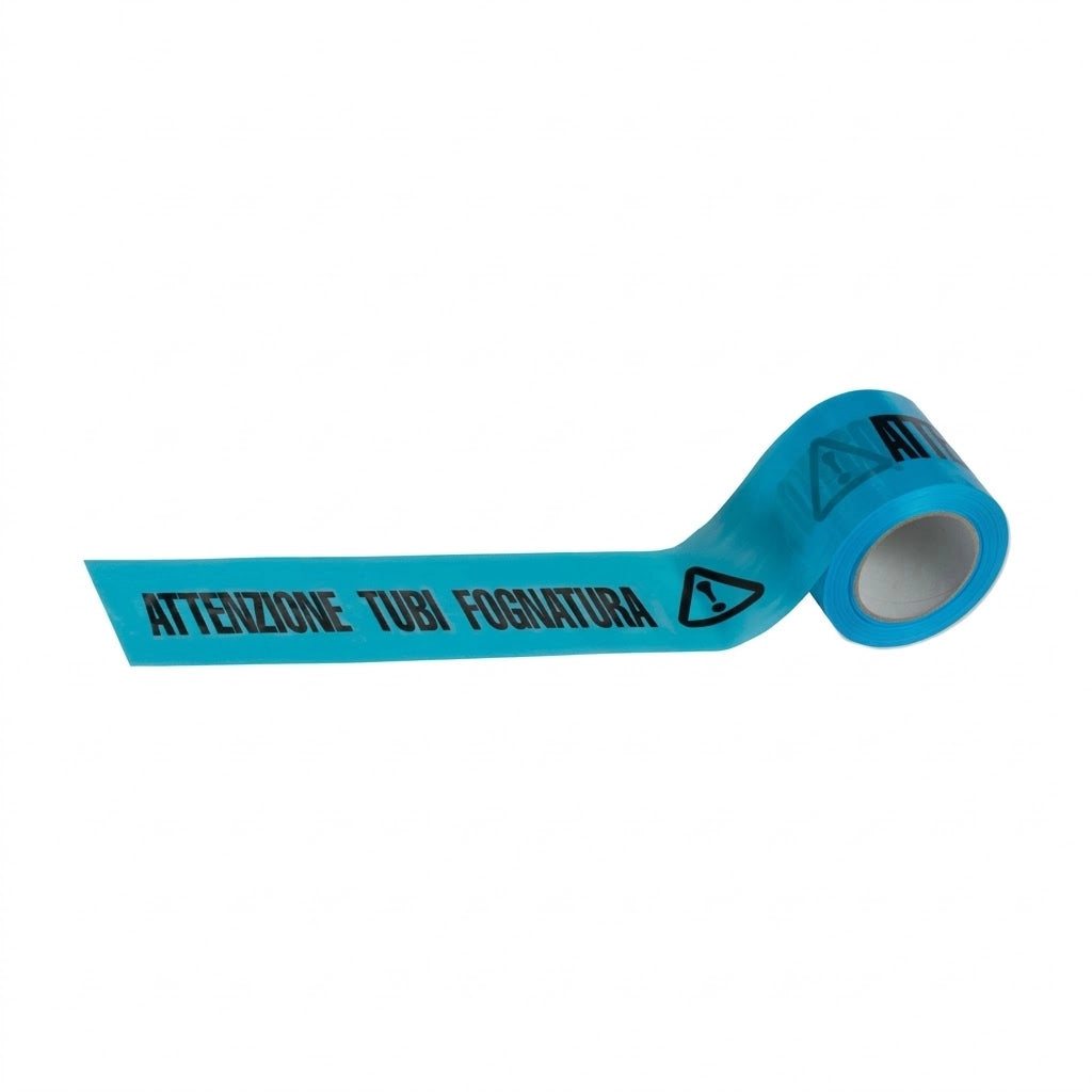 NASTRO SEGNALETICO ATTENZIONE TUBAZIONI FOGNA cm. 10x200 mtl. col. Blu