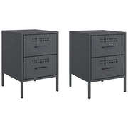 Set di 2 Comodini | Armadio da Notte | Mobiletto da notte Antracite 36x39x50,5 cm in Acciaio