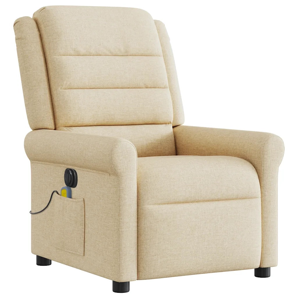 Poltrona Reclinabile Massaggiante Elettrica Crema in Tessuto 3303312