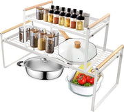 Organizzatore di Cucina a 2 Pezzi - Raccogli Spicchi Scaffale in Piedi in Bianco