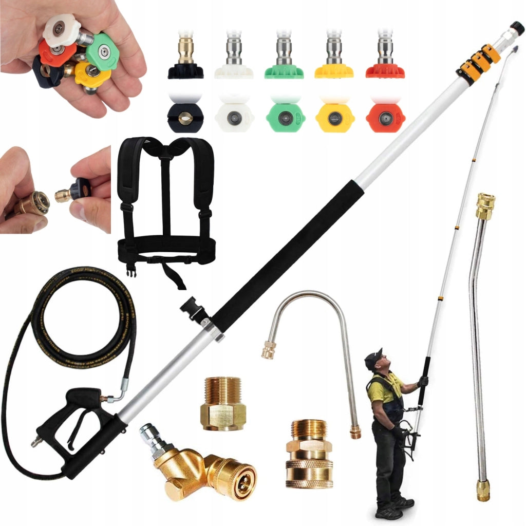 Lancia Telescopica per Idropulitrice 1,5m-6,3m – Compatibile con Kärcher HD HDS | 4000 PSI, Alluminio, 30 l/min