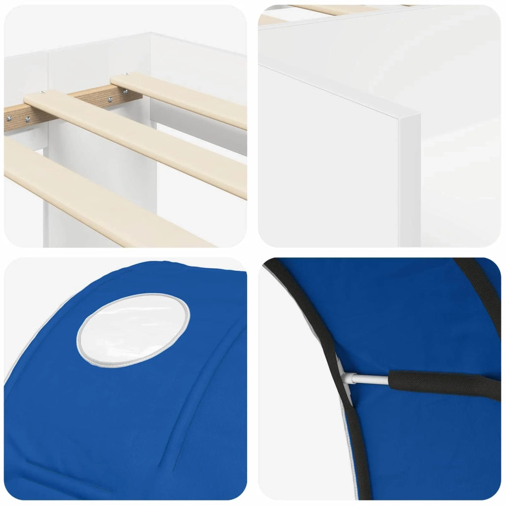 Letto alto per bambini con storage 3 pz Bianco e Blu 3423595