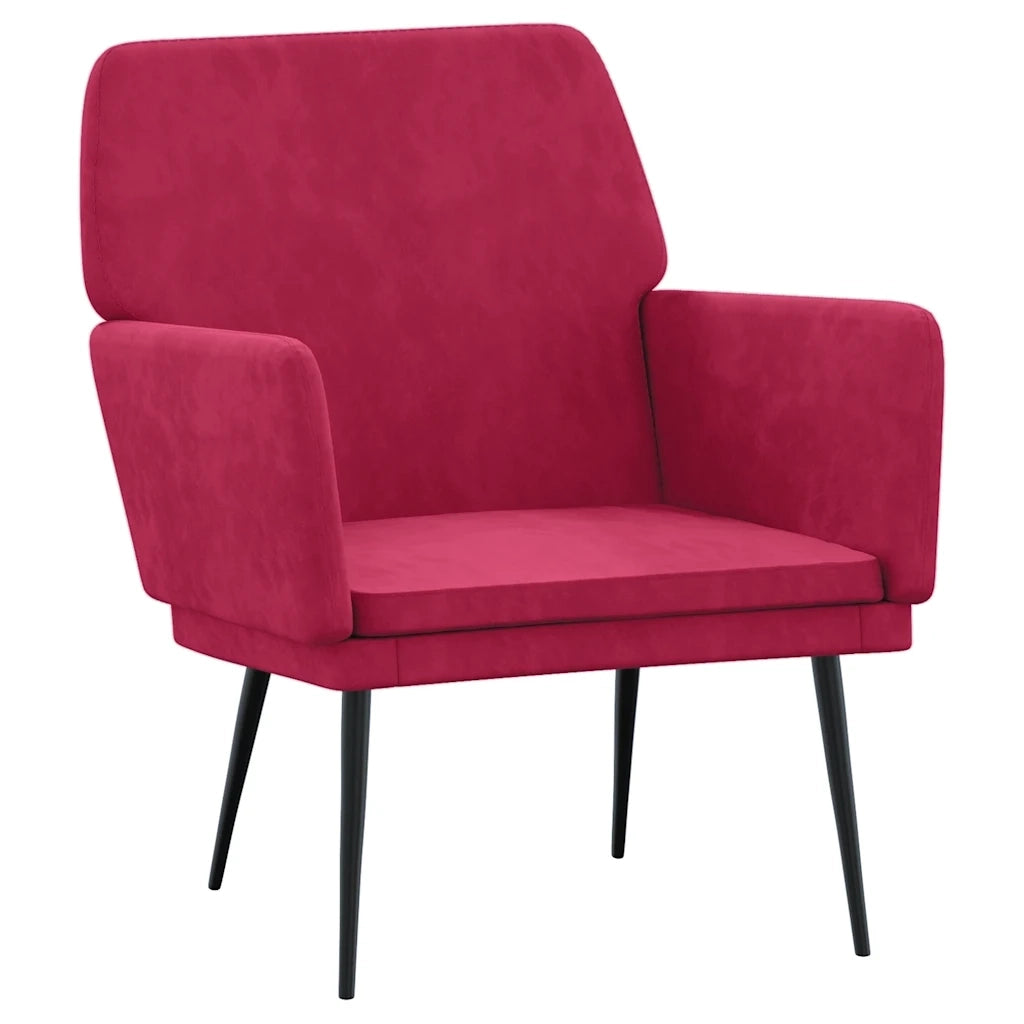 Poltrona Rosso Vino 62x79x79 cm Velluto cod mxl 15045