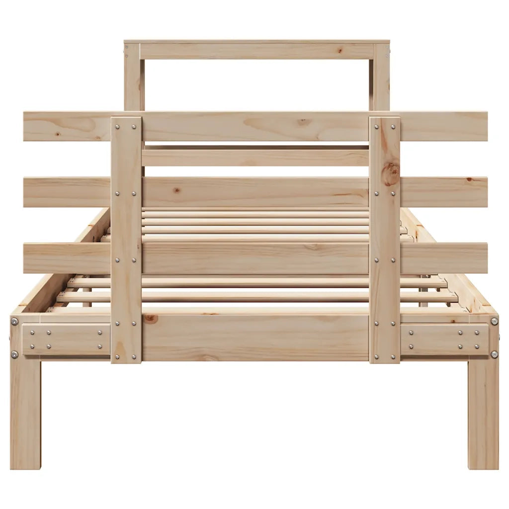 Giroletto con Testiera 90x200 cm in Legno Massello di Pino 3306106