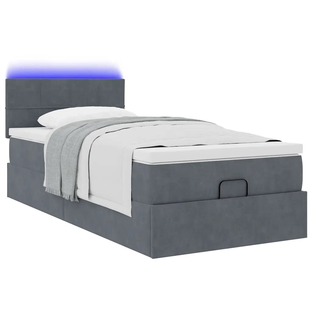 Struttura Letto Pouf con Materasso 90x200 cm in Velluto 3312597