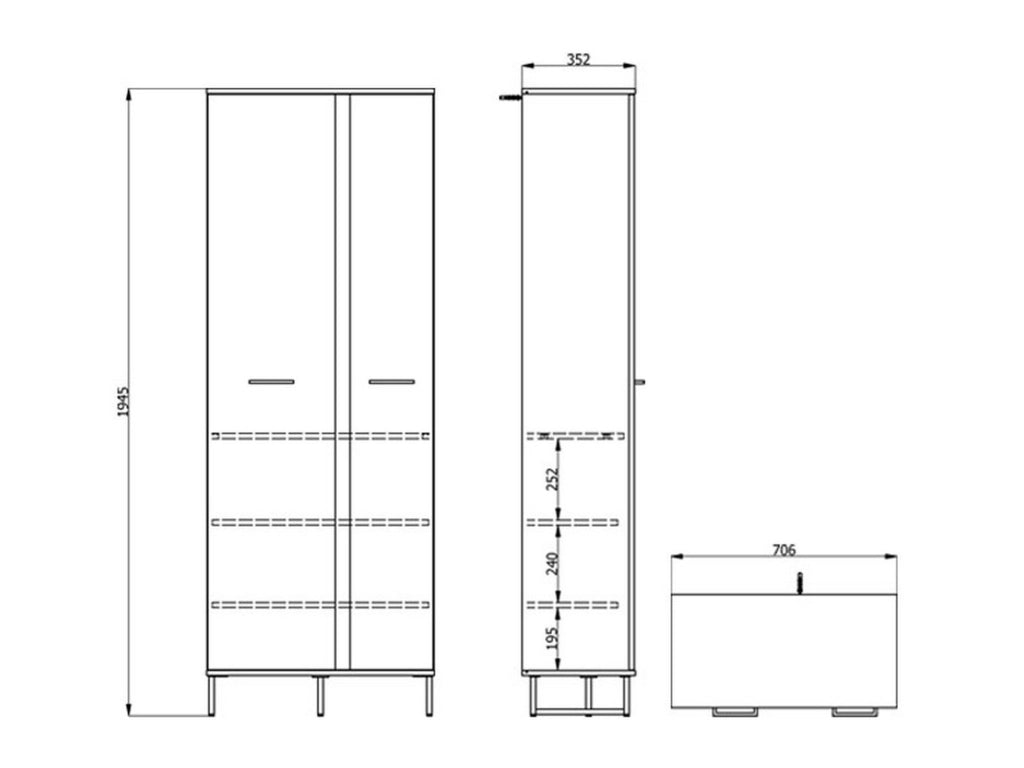 Armadio Camera da Letto Seriate, Guardaroba 2 Ante Appendiabiti, 70.5x194.5h cm Marrone Rovere Nodi