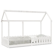 Giroletto Casetta Bambini | Letto Infantile | Lettino Bianco 80x200 cm Legno Massello Pino