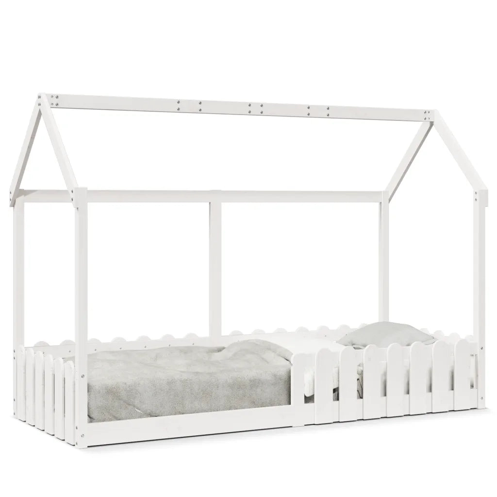 Giroletto Casetta Bambini | Letto Infantile | Lettino Bianco 80x200 cm Legno Massello Pino