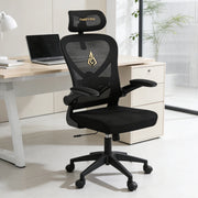 Sedia da ufficio con schienale in rete e rivestimento in similpelle ¨C Zephmum ¨C Nero