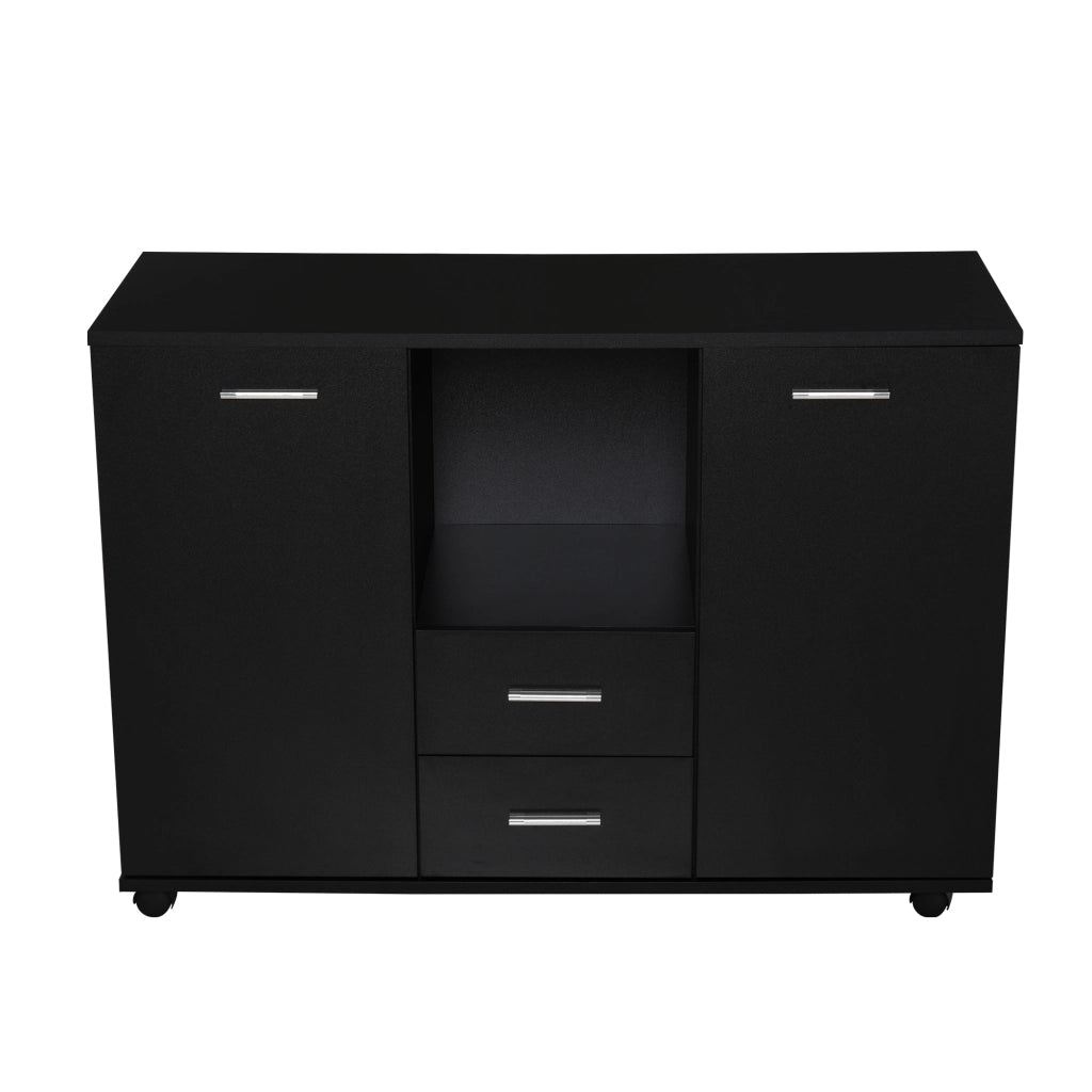 EasyComfort Armadietto Multifunzionale per l'Ufficio con Ruote a 360°, per Stampanti e Fascicoli, in Legno Nero 100x40x71cm