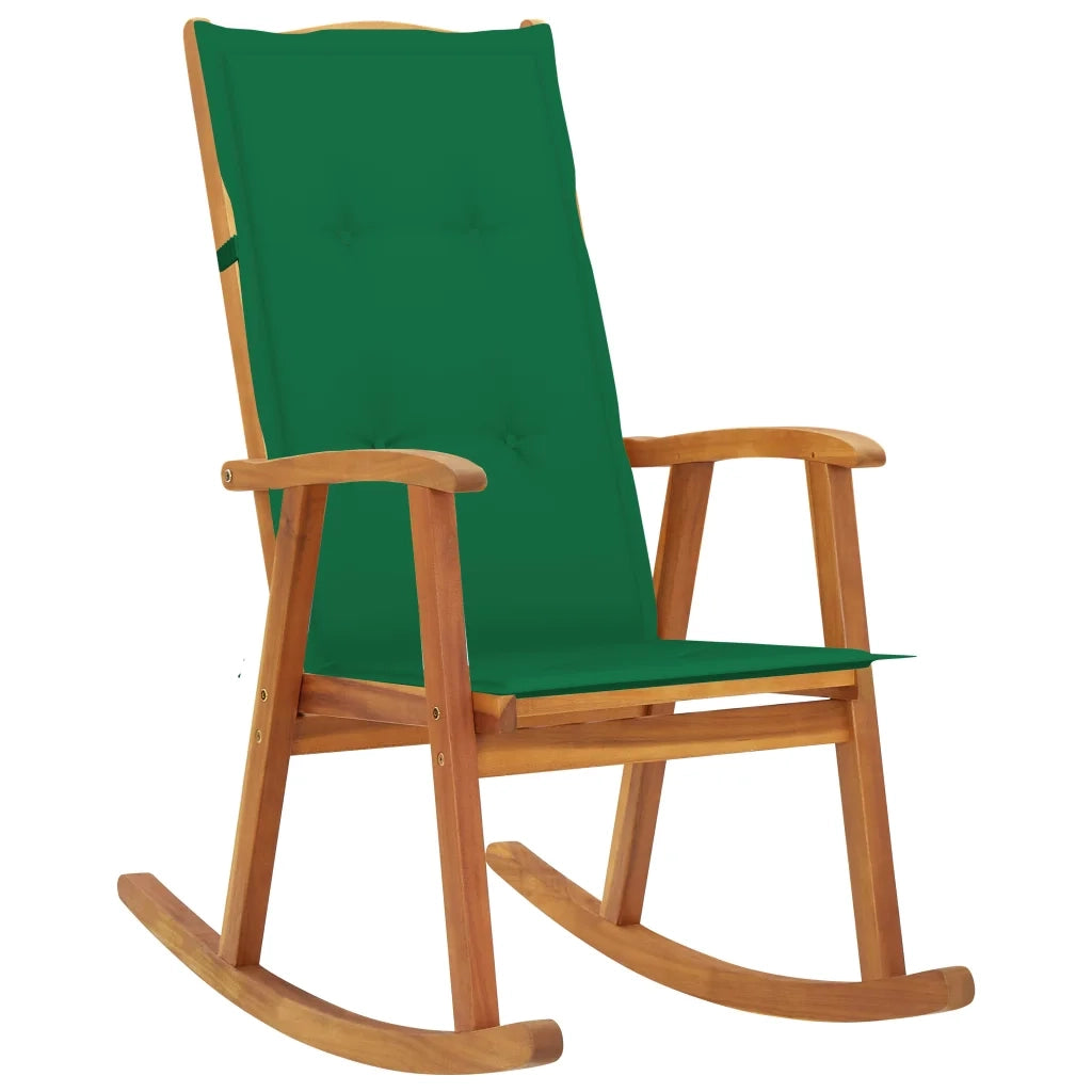 Sedia a Dondolo con Cuscini in Legno Massello di Acacia cod mxl 40460