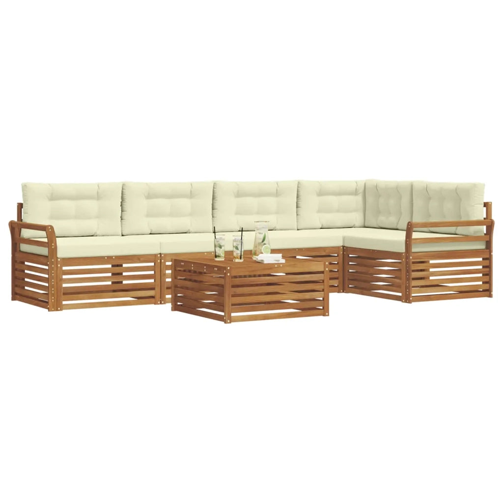 Set di divani da esterno con cuscino 6 pcs Naturale e Crema 3373500