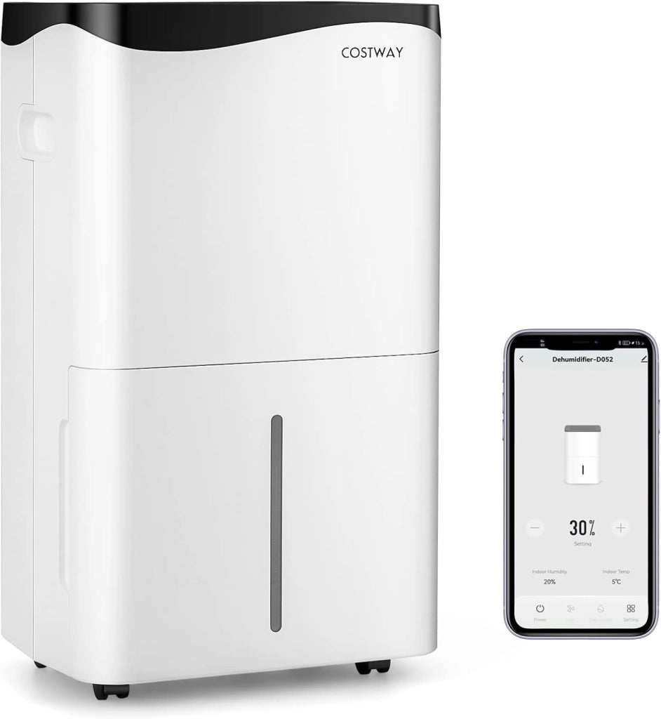 Deumidificatore Casa 50 L/24H 60 ㎡, Deumidificatore Ambiente con 4 Modalità e 2 Velocità, Pannello Touch o Controllo Wifi, Timer 24 H, Protezione Straripamento e Tubo di Scarico