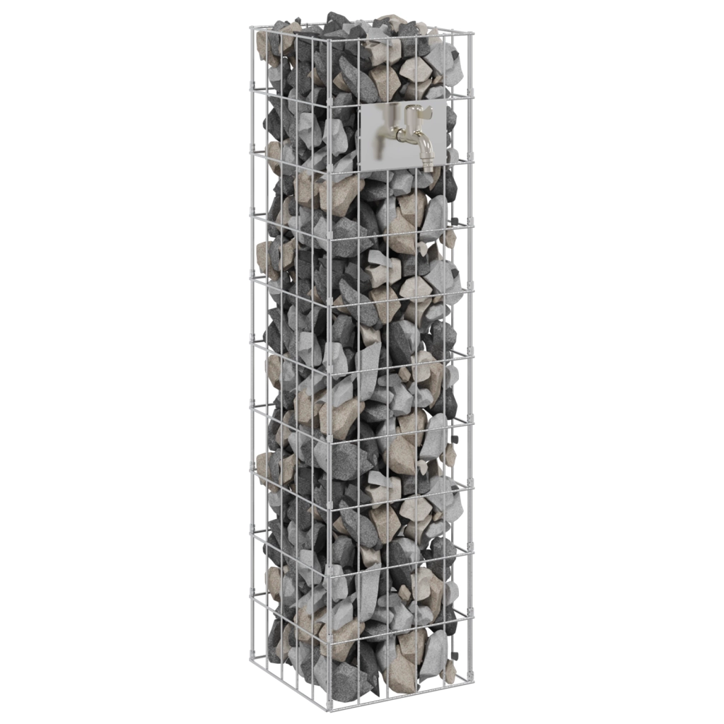 Colonna Gabion con Rubinetto 100x25x25 cm Acciaio Inossidabile