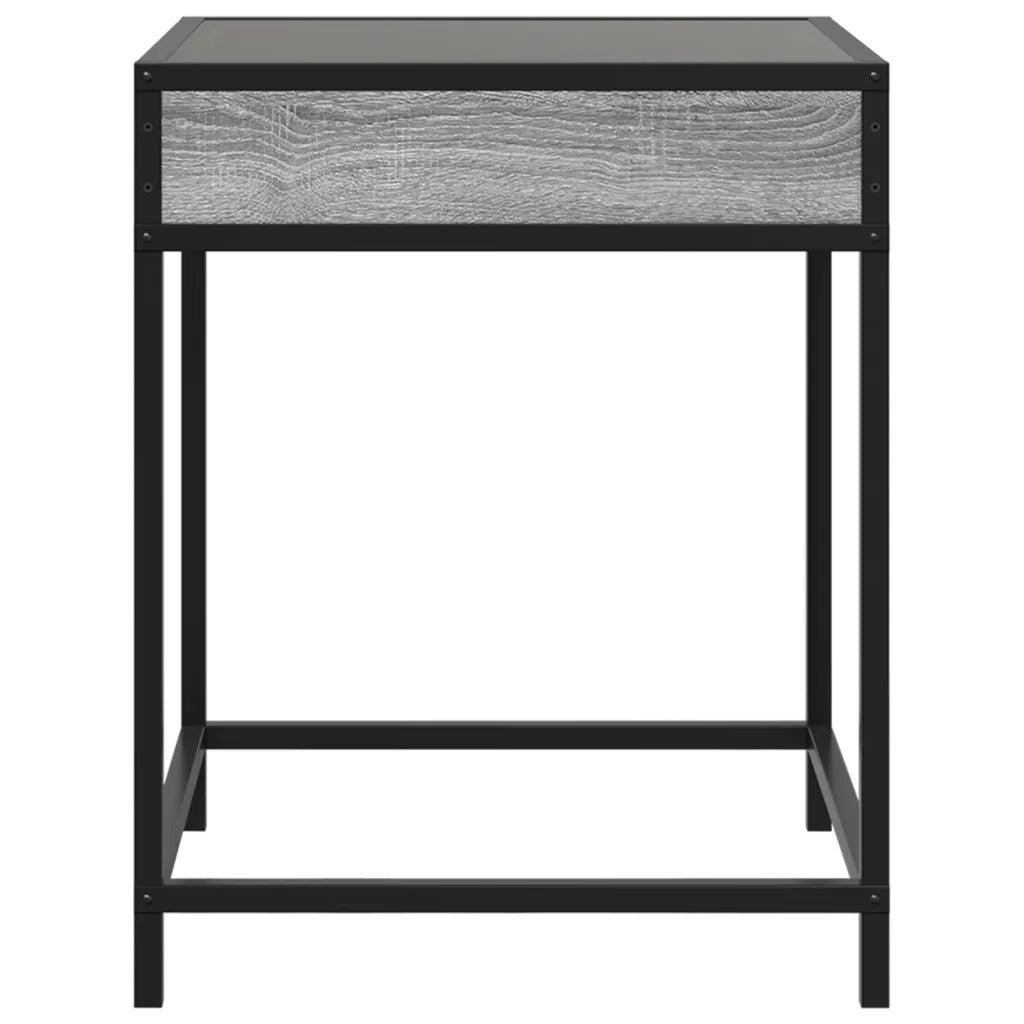Comodino | Armadio da Notte | Mobiletto da notte con LED Infinity Grigio Sonoma 40x40x51 cm