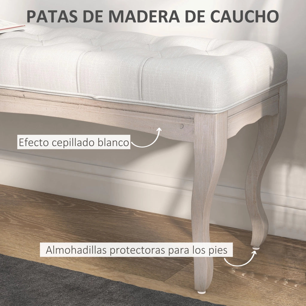 Piediera con Poggiaschiena Imbottito ¨C Zephmum ¨C Crema 110x37x49 cm