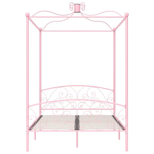 Letto a Baldacchino Rosa in Metallo 140x200 cm 284489