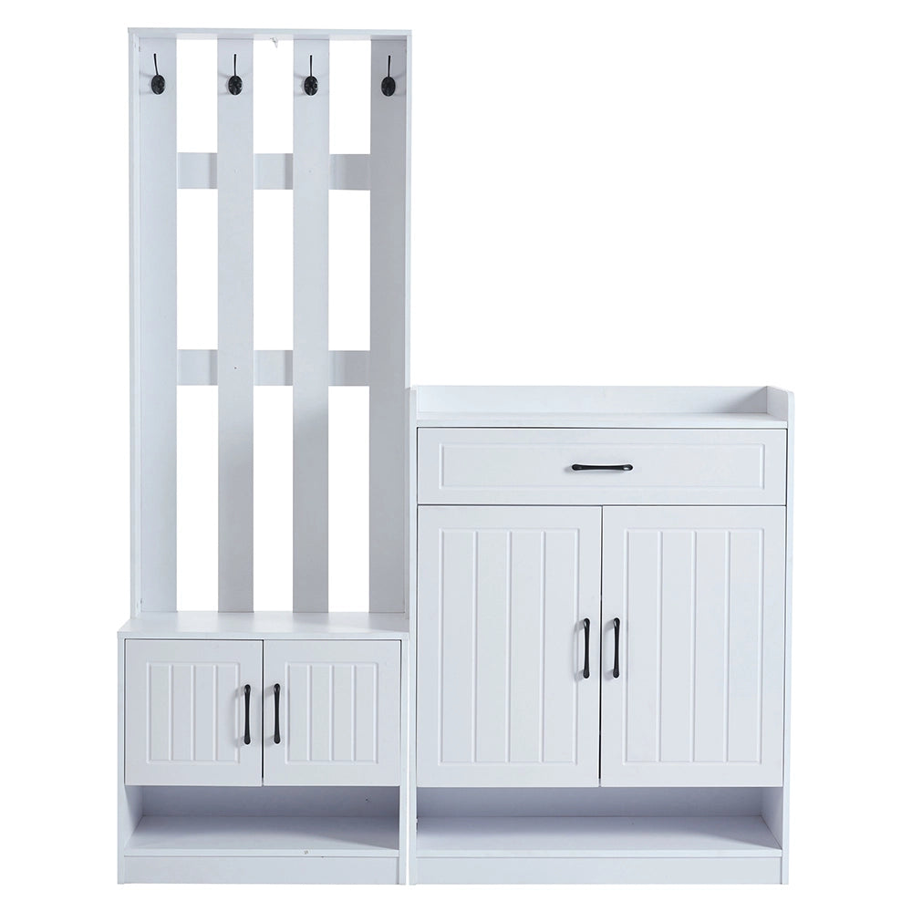 Vestiaire d'ingresso con pannello e armadietti scarpe - Xylo - 80x25x96,5 cm - Bianco - Set cambio scarpe, asciugatore