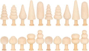 Mini albero di Natale in legno non finito, corpo a gradini in legno naturale, figure umane in legno, set da 20 pezzi