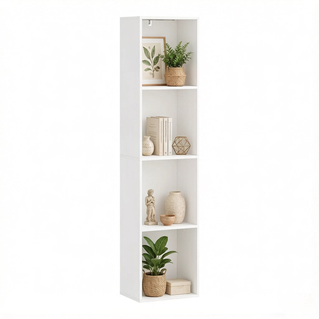 LIBRERIA verticale a 4 ripiani con illuminazione RGB 40x29x170 cm bianco