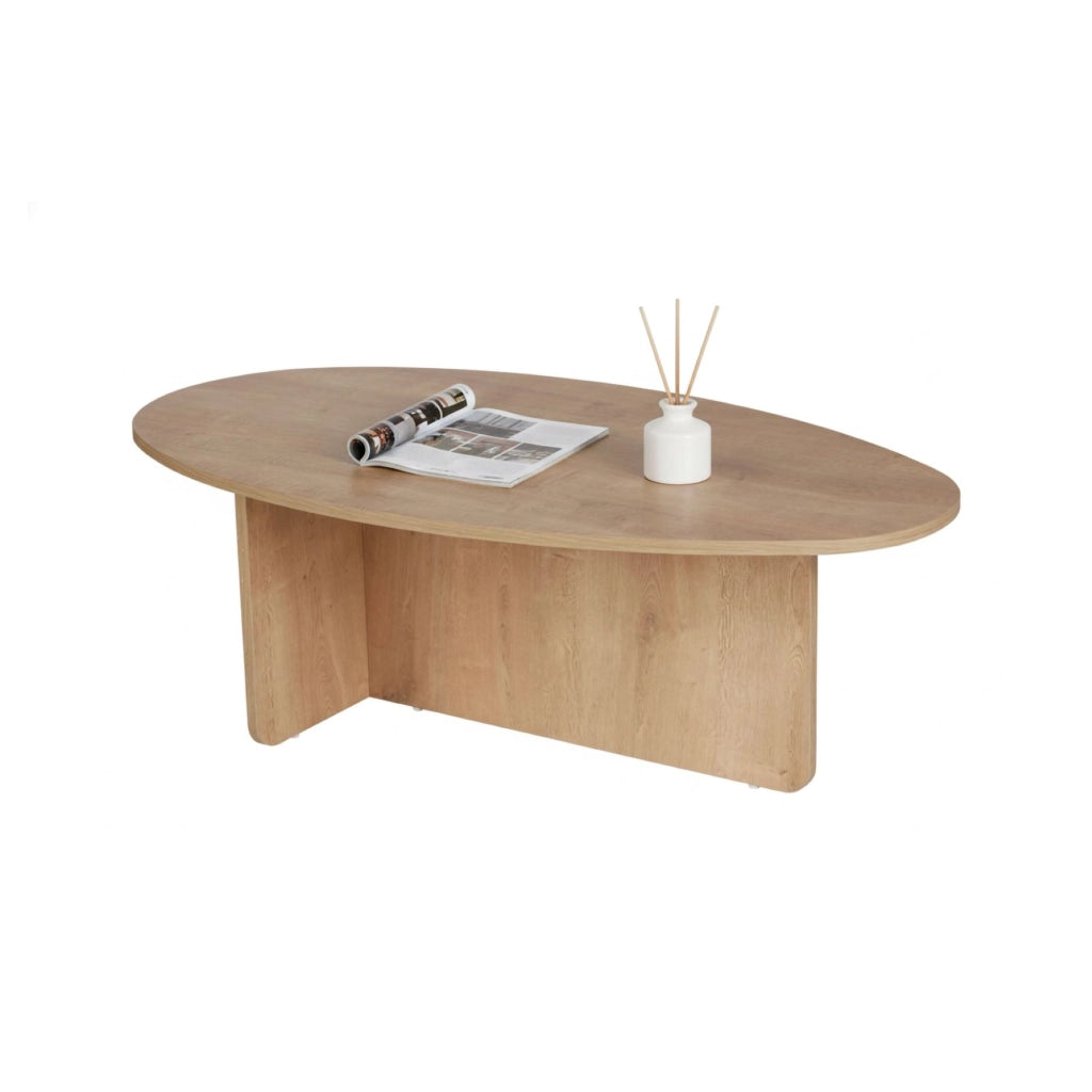 Parona, Tavolino da Salotto Forma Ovale, 120x65x40h cm Marrone Rovere