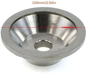 Africhtgereedschap diamant conico per lamelle di lega di tungsteno, rivestimento in polimero, non elettrico, forma a cucchiaio (200 mesh, diametro esterno 100 mm)