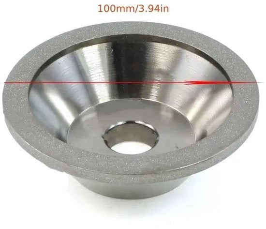 Africhtgereedschap diamant conico per lamelle di lega di tungsteno, rivestimento in polimero, non elettrico, forma a cucchiaio (200 mesh, diametro esterno 100 mm)