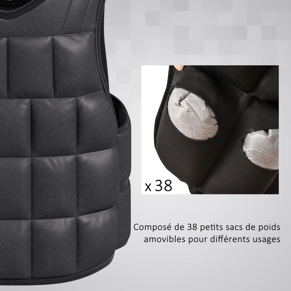 Gilet Zavorrato Regolabile per Allenamento ¨C zephmum ¨C Nero 10kg 50x60cm