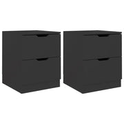 Set di 2 Comodini | Armadio da Notte | Mobiletto da notte Neri 40x40x50 cm in Legno Multistrato