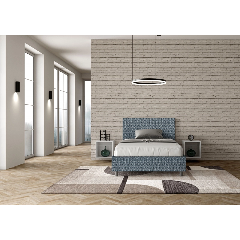 Letto imbottito 1 piazza e mezza 120x210 cm tessuto Aragona Adele - Senza rete,Blu