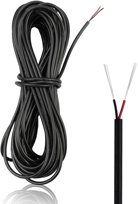 Cavo Elettrico Flessibile - 10 Metri - Nero - 2 Fili - Ideale per Applicazioni Domestici - 22