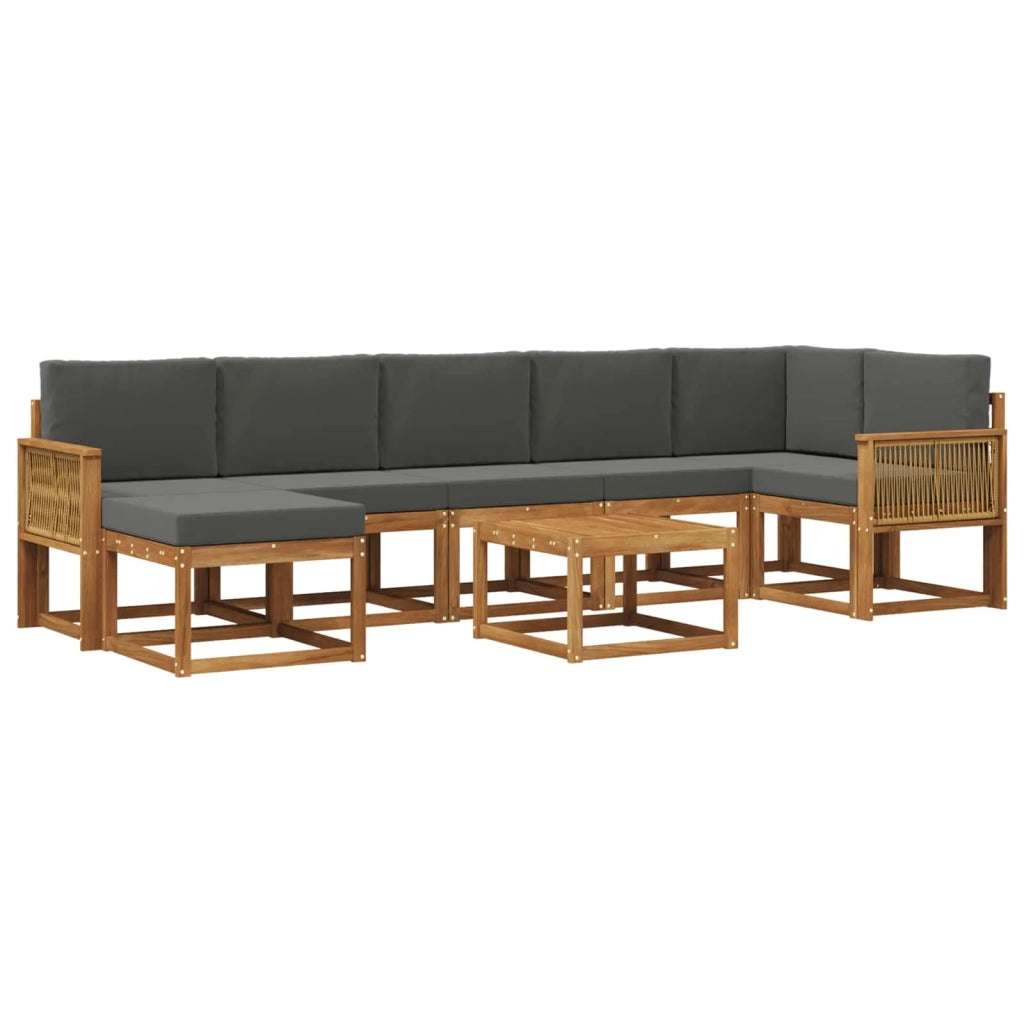 Set di divani da esterno 8 pcs Naturale e Antracite Poliestere 3385418