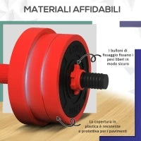 Set Pesi da Palestra 4 in 1 da 20kg, Convertibile in Kettlebell, 2 Manubri, Bilanciere e Supporto Flessioni, Rosso