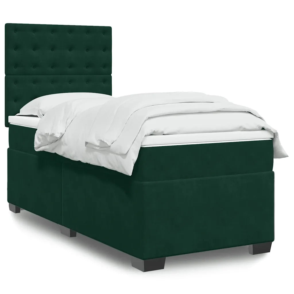 Giroletto a Molle con Materasso Verde Scuro 80x200 cm Velluto 3290777