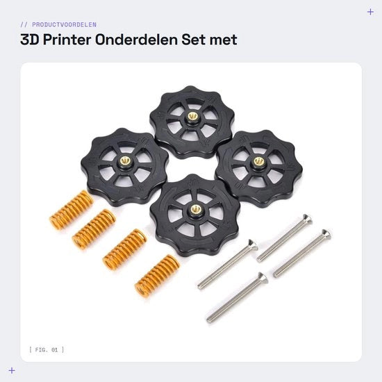 Set di Stelmoer 4 pezzi - Stelmoer rotante 52mm - Viti - Supporto riscaldato - Compressore a molla - Compatibile con stampanti - Mozzo