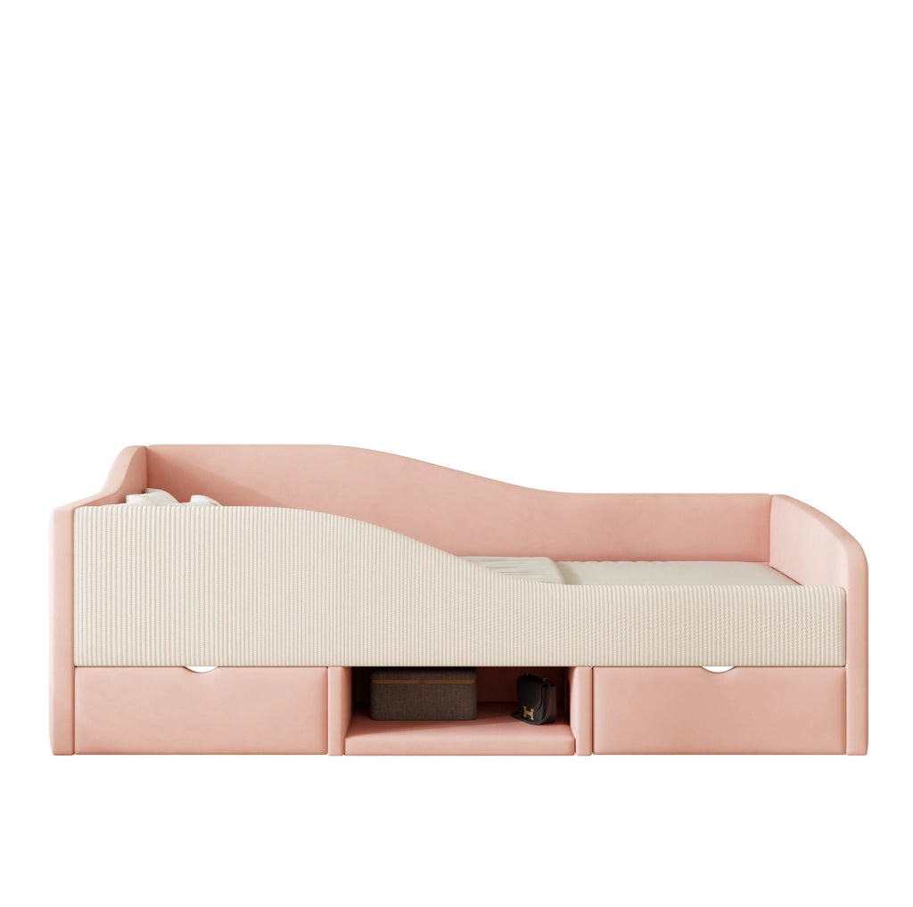 Letto imbottito multifunzione 90x190 cm con contenitore e sponde di sicurezza