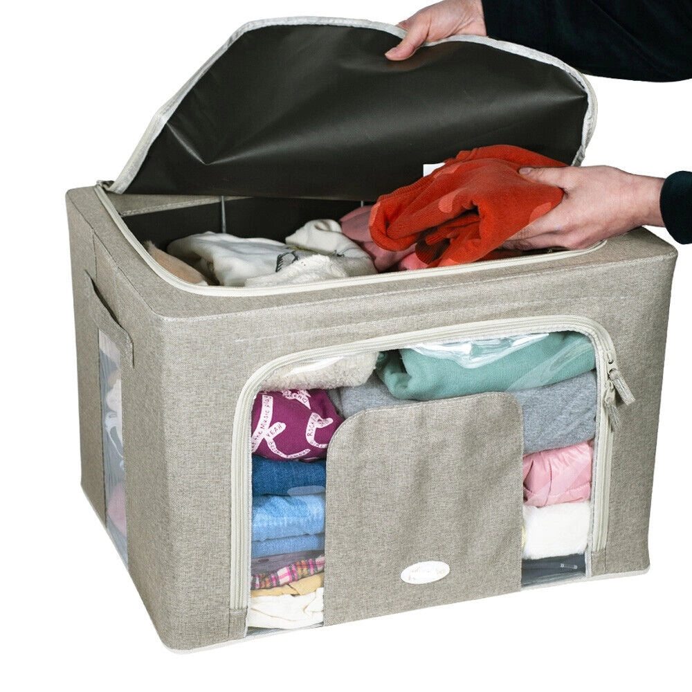 Scatole per Armadio 2pz 50x40x22cm Storage Box Struttura Metallo Pieghevole 2col