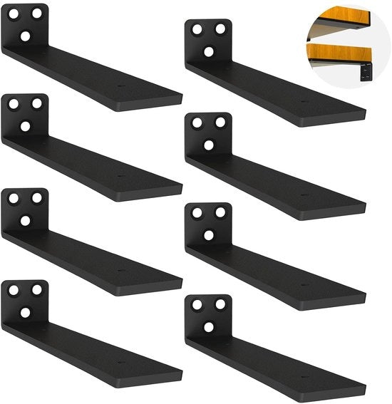 Sostegni da parete oscillanti - Nero Metallo - 8 Pezzi - Capacità di carico 75 kg